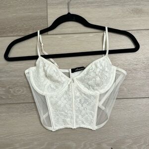 White flower design corset top